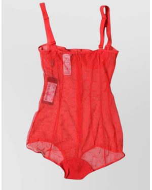Dolce & Gabbana Mesh Balconette Bodysuit - Red