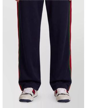 Gucci Silk Cotton Wide-Leg Track Trousers - Blue