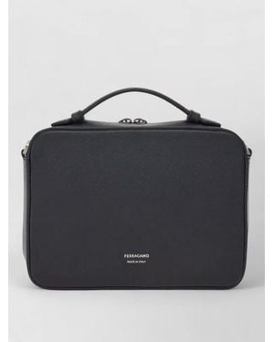 Ferragamo Pebbled Leather Crossbody Bag - Blue