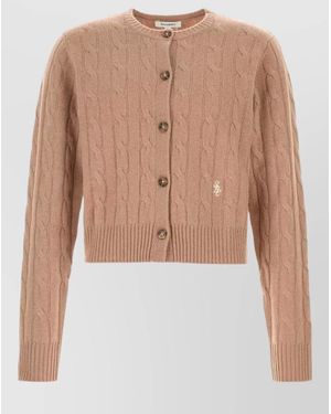 Sporty & Rich Cashmere Blend Cardigan Cable Knit Ribbed - Multicolour