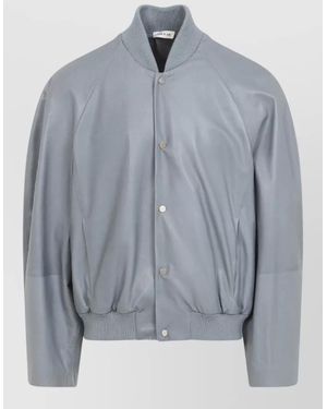 Fear Of God Raglan Sleeve Bomber Jacket Ribbed Collar Hem - Grey