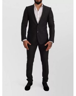 Dolce & Gabbana Martini Wool Blend Slim Fit Suit Trousers - Black