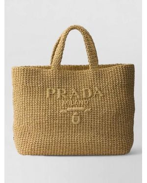 Prada Na Crochet Tote Bag - Natural