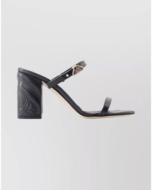 McQueen Leather Seal Heeled Sandals - Metallic