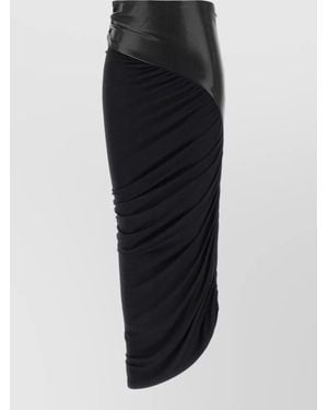 ANDAMANE Ursula High Waist Ruched Asymmetrical Skirt - Black