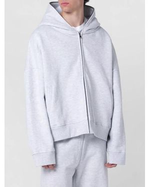 Entire studios Hooded Long Sleeve Top Ribbed Cuffs Hem - White