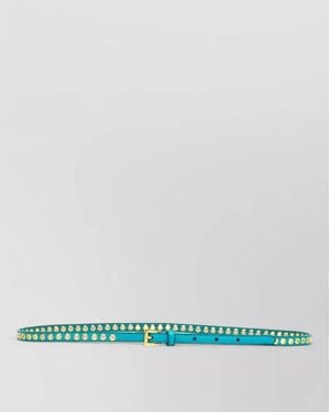 Prada Skinny Eyelet Belt Tone Hardware - Green