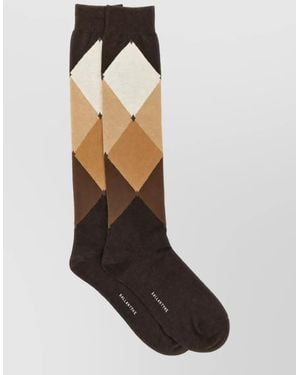Ballantyne Diamond-Pattern Knee-Length Socks - Black