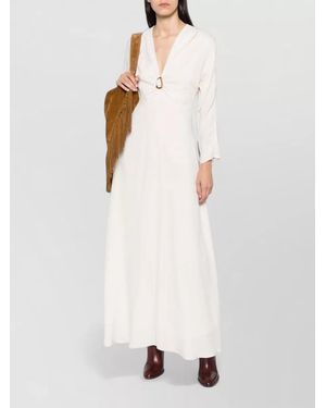 forte_forte Silk Blend Long Sleeve Ring Detail Gown - White