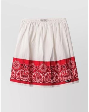 Miu Miu Pleated Skirt Bandana Print - White