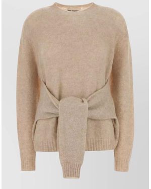 Des Phemmes Stretch Nylon Blend Jumper Ribbed Cuffs - Natural