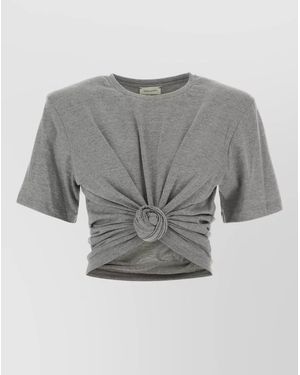 Magda Butrym Cropped Draped Jersey T-Shirt - Grey