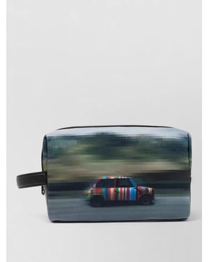 Paul Smith Graphic Car Print Leather Handle Travel Bag - Blue