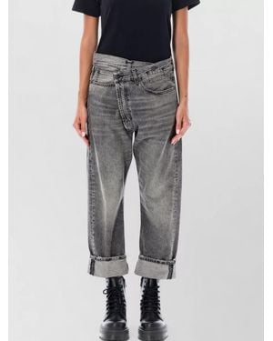 R13 Denim Relaxed-Fit Cropped Crossover Jeans - Gray