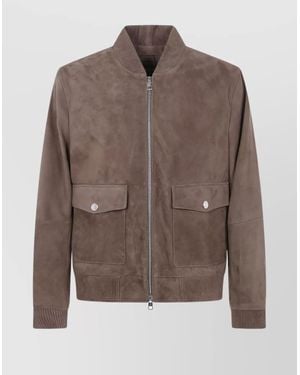 Michael Kors Suede Bomber Jacket - Brown