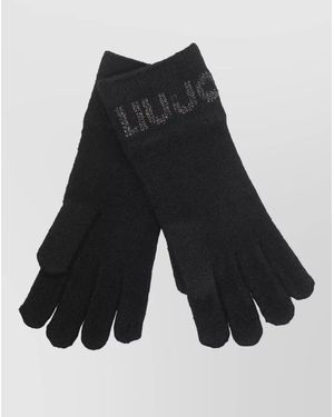 Liu Jo Knit Gloves Ribbed Cuffs Refined Finish - White