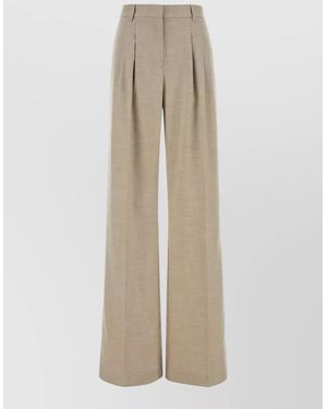 ANDAMANE High Waist Twill Nathalie Tailored Pant - Natural