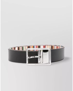 Paul Smith Leather Reversible Stripe Belt - Metallic