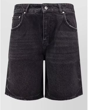 Represent Stonewashed Denim Bermuda Shorts Belt Loops - Blue