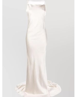 Maison Margiela Silk Sheer Panel Sleeveless Square Neck Maxi Dress - White