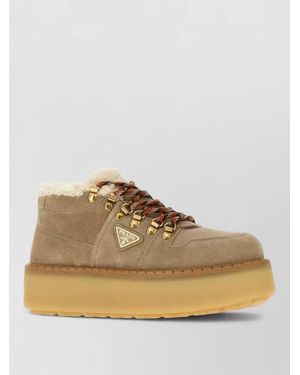 Prada Suede Leather Boots - Natural