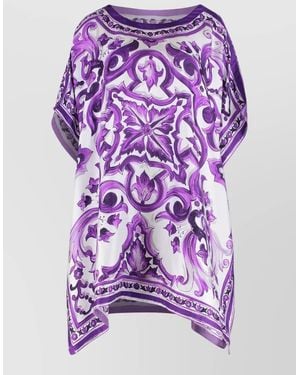 Dolce & Gabbana Silk Twill Kaftan Maiolica Print - Purple