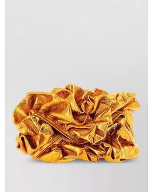 Dries Van Noten Leather Ruffle Clutch Bag - Orange