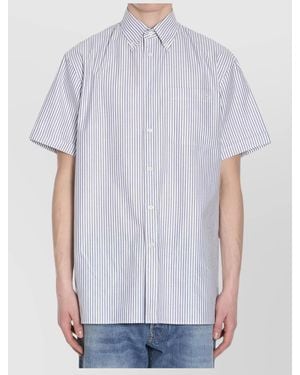 Valentino Garavani Striped Oversized Short-Sleeve Shirt - White