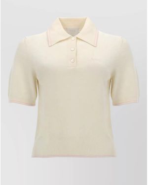 A.P.C. Knit Polo Shirt Short Sleeve Ribbed Trim - Natural