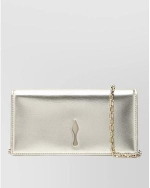Christian Louboutin Wallet And Cardholder Metallic Chain Strap - Natural