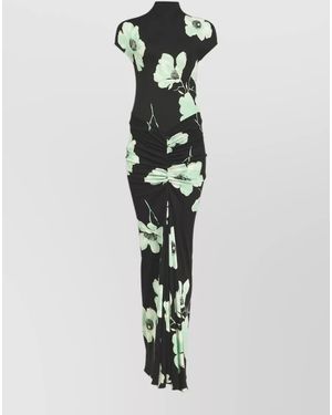 Alaïa Printed Draped Maxi Dress - White