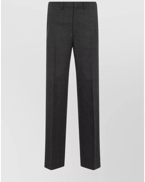 Prada Checked Virgin Wool Straight-Leg Trousers - Grey