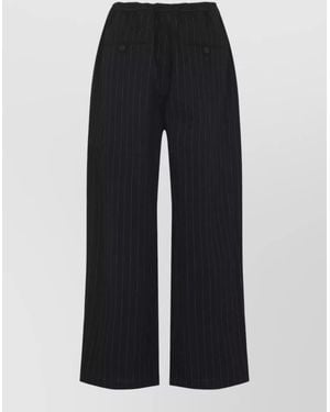 Studio Nicholson Pinstriped Relaxed-Fit Wide-Leg Trousers - Black