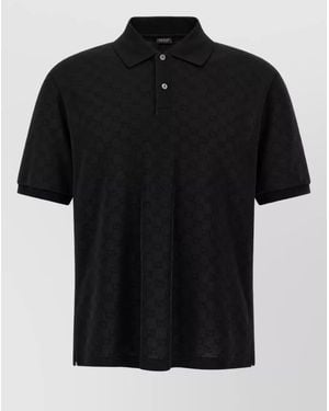 Gucci Jersey Gg Logo-Pattern Polo Shirt - Black