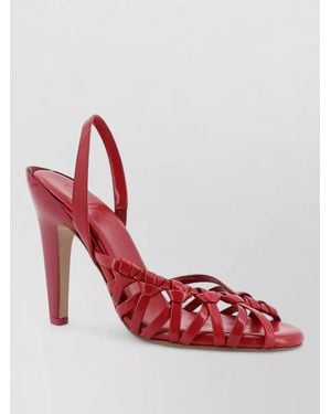 Chloé Estra Leather High Heel Strappy Sandals - Red