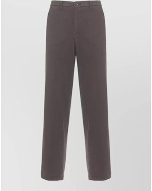 Briglia 1949 Straight Leg Cotton Blend Trousers Belt Loops - Grey