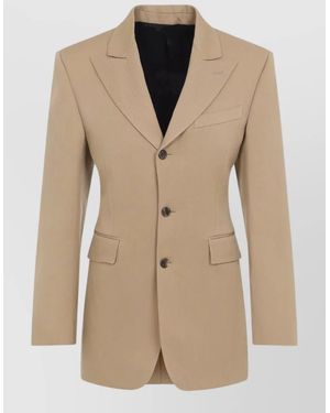 Celine Single Breasted Tailored Jacket Notch Lapel - Natural