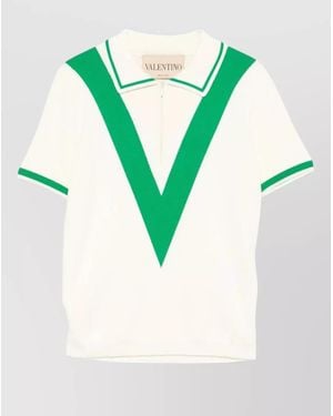 Valentino Garavani Ribbed Polo Top - Green