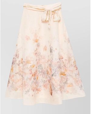 Zimmermann Floral-Print High-Rise A-Line Linen And Silk Midi Skirt - Natural