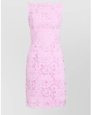 Patou Lace Dress Fitted Silhouette Square Neckline - Pink