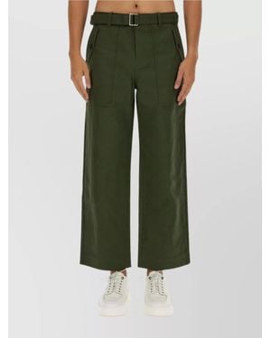 Maison Kitsuné Cotton Twill Wide-Leg Trousers - Green