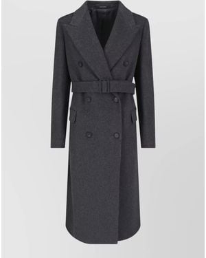 Tagliatore Belted Double Breasted Coat Back Vent - Black