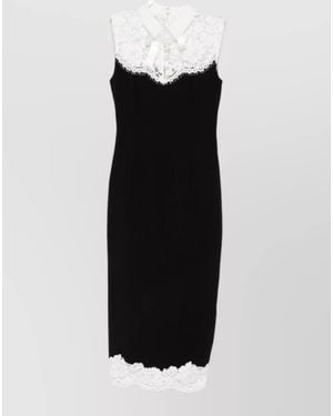 Self-Portrait Long Dress Lace High Neck Floral Slit - Black
