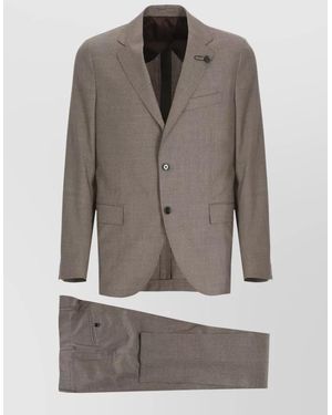 Lardini Wool Suit Tailored Chest Pocket Single Breasted - Grey