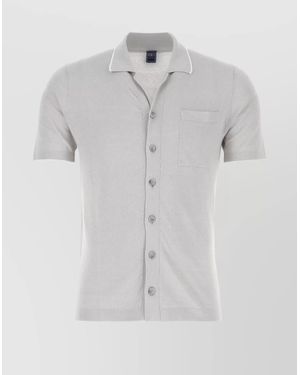 Fedeli Linen Blend Short Sleeve Cardigan - Grey
