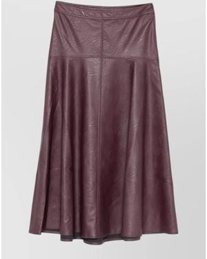 forte_forte Panelled Eco Leather Midi A-Line Skirt - Purple
