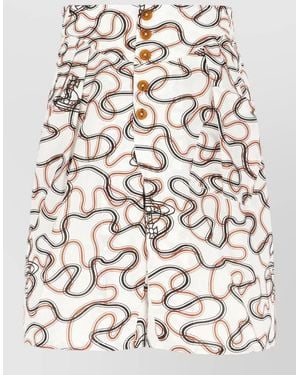 Vivienne Westwood Cotton Bermuda Shorts Abstract Pattern Buttons - Natural