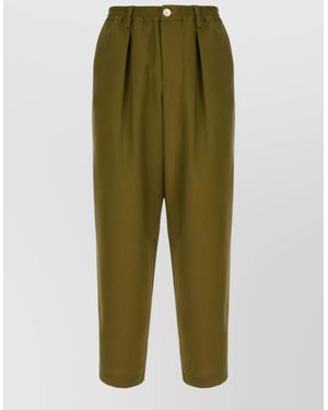 Marni Wool Tailored Trousers Button Detail Pleated - Green