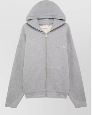 Autry Loose Fit Hooded Sweatshirt Zip Front - Grey