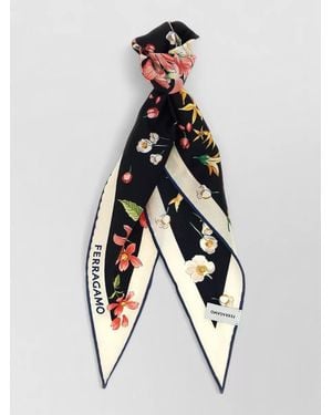 Ferragamo Silk Primavera Print Scarf - White